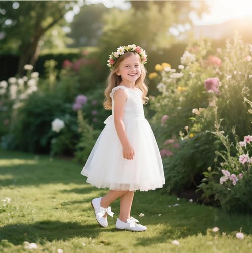 Image of PHIRAMIN Toddler Flower Girl Dress Shoes - Little Girl Mary Janes Flats Wedding