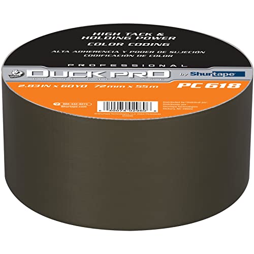 Image of Duck Pro by Shurtape Professional Grade, Industrial Colored Cloth Duct Tape for Industrial Color-Coding, HVAC and Automotive, 72mm x 60yd, 10.0 mil, Olive, 1 Roll (105510)