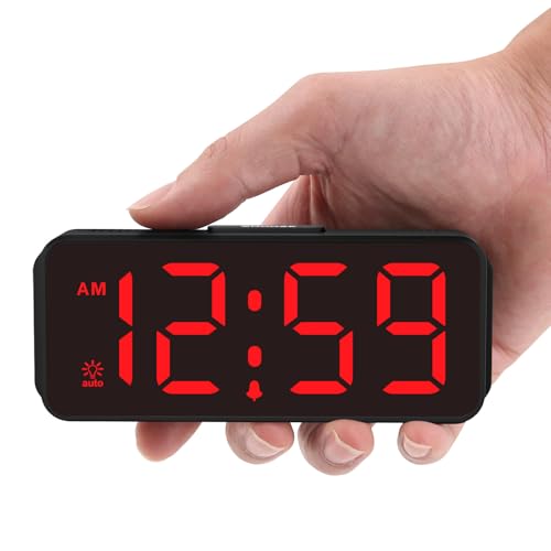 Image of Peakeep Small Battery Powered Digital Alarm Clock | Cordless Home Travel Portable, 1.65 inch Large Numbers Auto Brightness, LED Display 4 Dimmers, 5 Volumes