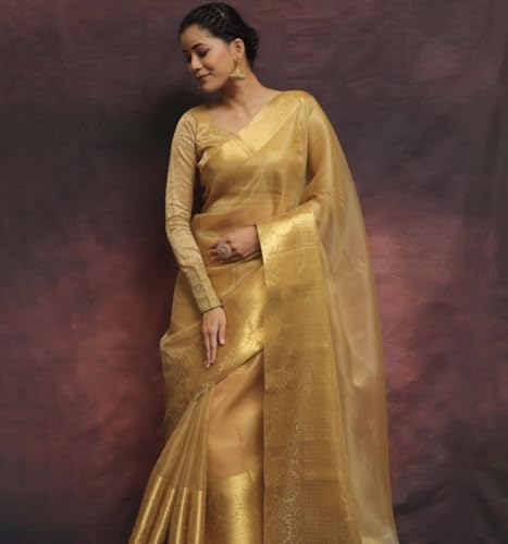Image of Women's Glory Womens Satin Saree with Silver Woven Border | Elegant Plain Glossy Silk Saree for Party, Wedding, Reception & Festive Style with Unstitched Blouse Piece