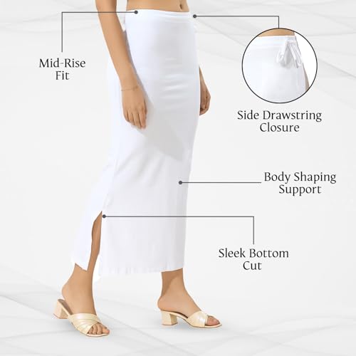 Image of TRASA Womens Saree Shapewear Petticoat, Cotton Lycra Petticoat, Skirts for Women, Shape Wear Dress for Saree