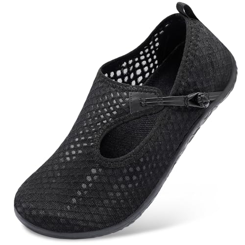 L-RUN Women's Men's Quick Drying Water Shoes for Beach or Water Sports Barefoot Shoes Black M(Women:8-9,Men:6.5-7) M US