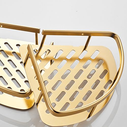 Étagère de douche laiton premium style rétro chic avec double panier d'angle - 6