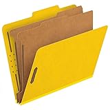 Pendaflex Classification Folders, 2 Dividers, 2 Fasteners, Letter Size, Yellow, 10/Box (24134P)