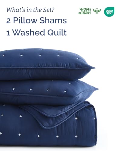Image of Quilts King Size - Bedspread for King Size - Lightweight Comforter Set - Quilt Bedding Set for All-Seasons - Ultra Soft, Breathable & Comfy - Summer Coverlet with 2 Pillow Shams - 106 inch x 96 inch, Navy