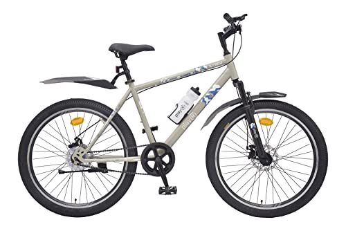 Image of playR Crew Cycle 26 Inch Single Speed - Durable Frame, Front Wheel Shock Absorber, Front and Rear Disc Brakes, Lightweight Adventure Bike for Commuting, Fitness All Season