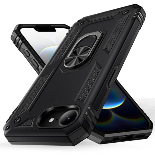 Korecase for iPhone 16e Phone Case with Kickstand Ring, Black