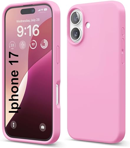 Image of SBMS Silicone Case for iPhone 17 6.3-Inch, Silky-Soft Touch Full-Body Protective Phone Case, Shockproof Back Cover for iPhone 17 (Hot Pink)