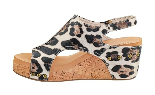 Image of Corkys Footwear Womens Carley Wedges, Featuring Corkys EVA Foam Cushioned Insoles, A 2.5 Inch Heel, Lightweight For All Day Wear, And Hook And Loop Closure