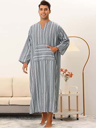 Lars Amadeus Striped Nightshirts for Men's Loose Fit Lightweight Pajamas Long Sleep Gown2
