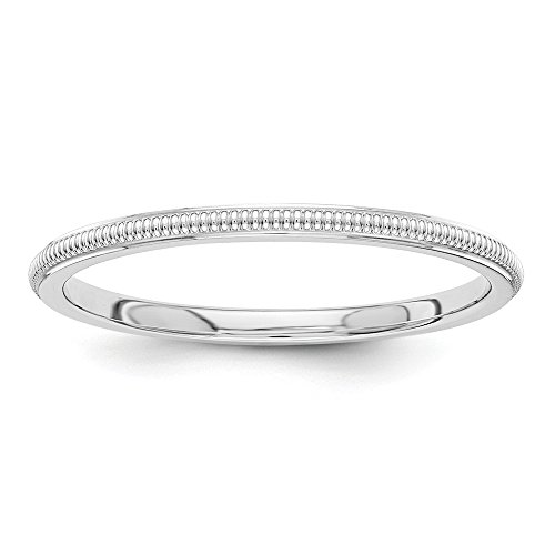 Solid 14k White Gold 1.5mm Milgrain Wedding Band