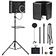 Mikrofon Isolationsschild Set, Schaumstoffschutz mit Pop-Filter, Stativständer, Faltbares Design