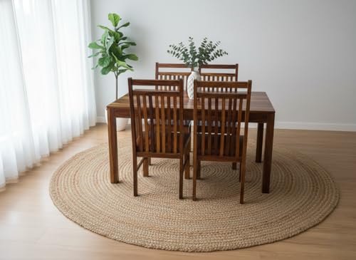 Image of RECTART Solid Wood Dining Table Set with Chairs for Living Room Home | Wooden Dining Room Sets Furniture for Hotels and Restaurants | (Cheap-Brown-N, 4 Seater)