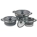 3er Set Faltbare Leichtgewichtstöpfe 1Liter, 1,5 Liter, 3 Liter - Jeder Camping Kochtopf aus Metall und Silikon - MINIMALES Packmaß + MINIMALES Gewicht - spülmaschinenfest