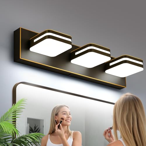 Image of Torondo 360 Rotate LED Bathroom Vanity Light Fixtures, Acrylic Vanity Lights for Bathroom, Modern Wall Lighting Fixtures Over Mirror Living, Oil Rubbed Bronze, Natural White, 3-Light, 17-Inch
