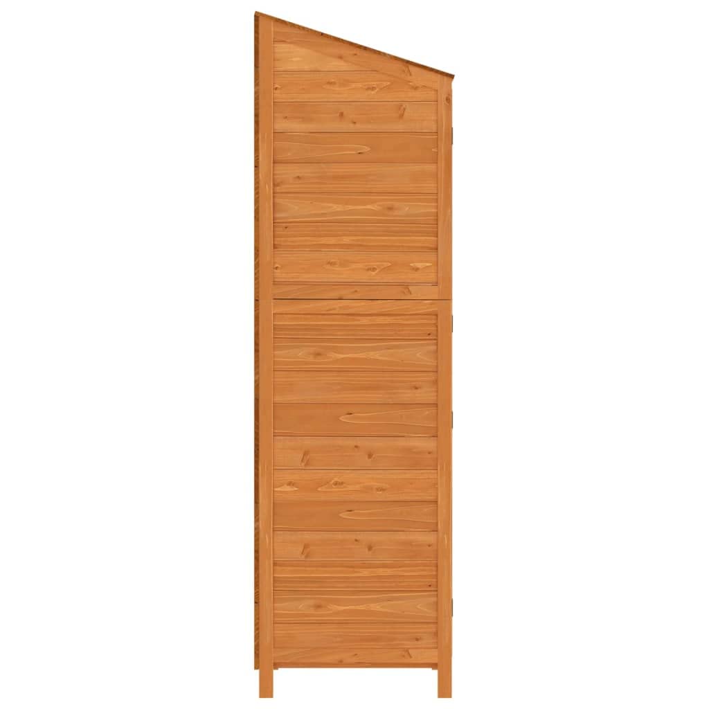 Szczyt ogrodowy z litego drewna jodłowego 55x52x174,5 cm, duża przestrzeń do przechowywania narzędzi i akcesoriów zewnętrznych, solidna rama z dołączonym mocowaniem ściennym