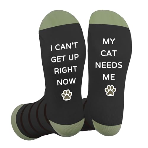 LSVGSAK Grey Novelty Socks Cat Lovers Gifts for Cats Dad Fathers Day Birthday Xmas Cat Themed Gifts for Men Friend Son Husband Brother Boyfriend