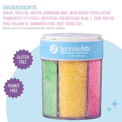 Sweets Indeed Sprinkles Sugar 6 Cell Edible Sprinkle Mix Jimmies Perfect for Cake Decorations Baking Ice Cream Cookies Cupcake Topper