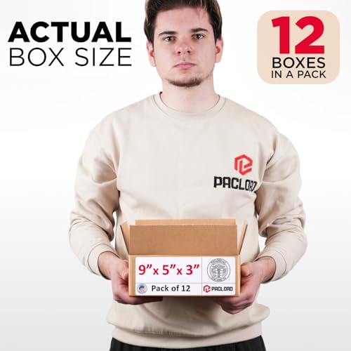 Image of Small Cardboard Boxes 9 inchL x 5 inchW x 3 inchH (Pack of 12) - USA-Made Packing Boxes for Moving, Shipping, or Storage - USPS, UPS, FedEx Approved - Professional Packing Supplies for Moving