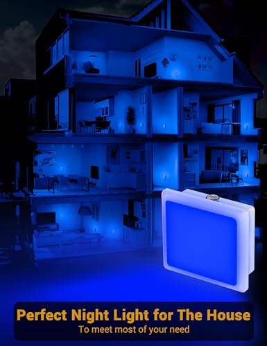 Image of JandCase Blue Night Light, Blue Nightlight[2 Pack],0.3 Watt LED Night Light | Dusk-to-Dawn Light Sensor,Plug in Nitelight for Gaming Room,Bedroom,Corridor,Hallway,Non-dimmable