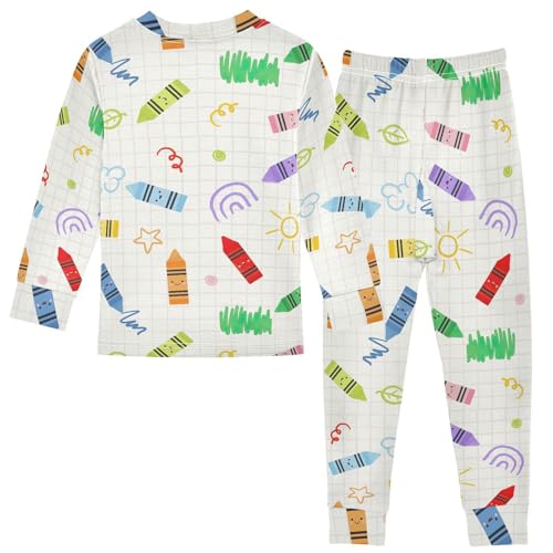 Joisal Fun Colorful Line Doodle Cotton Pajama Set 18 Months 2 Piece Pj Long Sleeve Top and Pants2