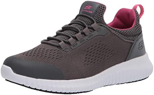 Skechers Womens Athletic Slip on Bungee Food Service Shoe, Grey, 8.5