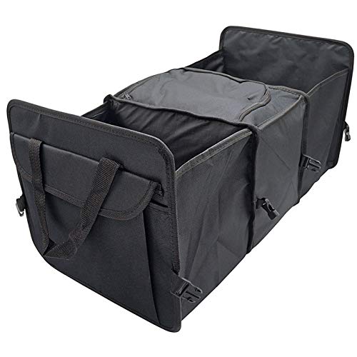 DESON Organizador Maletero Coche, Caja Plegable de Coche, Cesto Plegable para Maletero con 3 Compartimentos, Negro