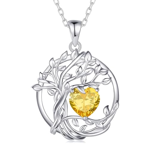 Collier Arbre de Vie FANCIME en argent, le cadeau d'anniversaire idéal avec pierre de citrine