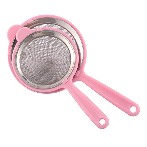 Super leader Fine Mesh Sieve StrainerSet of 2 Stainless Steel Fine Mesh Strainers with Insulated Handle for Sifting Flour Noodle Icing Sugar Quinoa Coffee Juice Tea etc