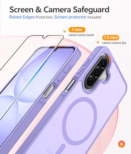 Image of FNTCASE for Galaxy A17 /A16 5G Phone Case: for Samsung A17 Cases [Compatible with Magsafe] [Screen Protector] Matte Translucent Military Grade Protection for Samsung A 17 & A 16 4G Cover - Light Purple