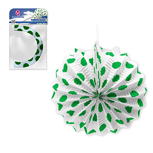 Farolillo de feria típico andaluz sevillano color blanco con lunares verdes pack de 12 unidades