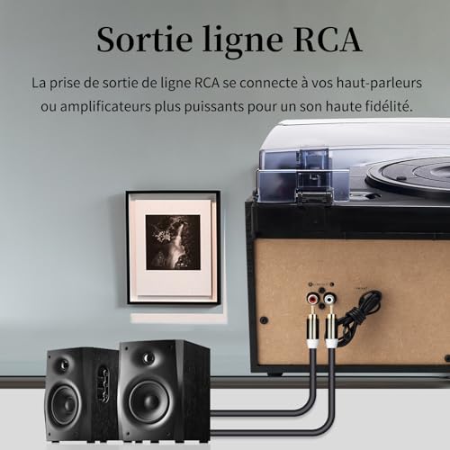 JORLAI Tourne Disque 3 Vitesses avec télécommande, Phonographe Vinyle Bluetooth avec Haut-parleurs intégrés CD/Cassette Radio AM/FM USB/SD/MMC 3.5mm Aux-in/RCA-Out, Noir - Les Beatles, Paul McCartney, John Lennon, RIngo Starr, George Harrison JORLAI Tourne Disque 3 Vitesses avec télécommande, Phonographe Vinyle Bluetooth avec Haut-parleurs intégrés CD/Cassette Radio AM/FM USB/SD/MMC 3.5mm Aux-in/RCA-Out, Noir – Image 7