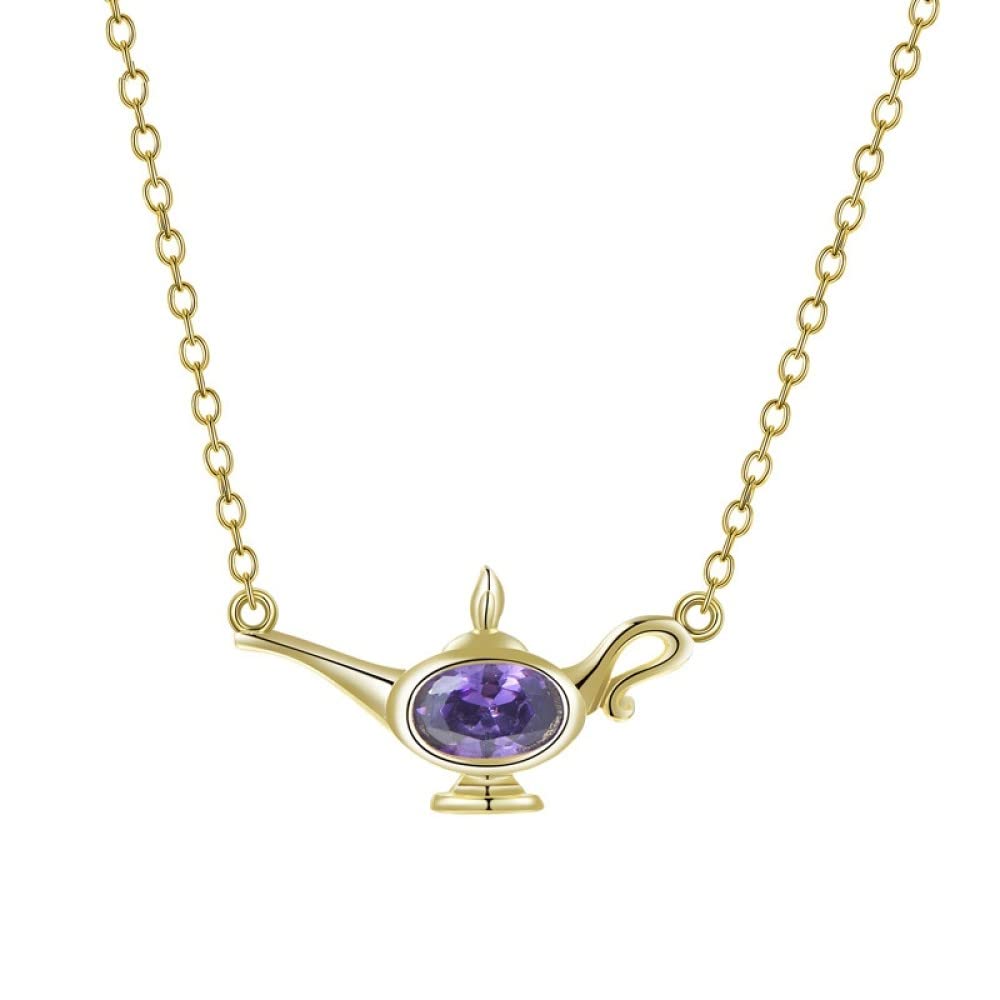 Cadena de Plata de Ley, Collar de Plata de Ley S925 con Piedra Natal Personalizada, Collar con Colgante de Tetera de Cristal Infinito, Gargantilla Delicada y Moderna, Collar Delicado, Cadena de
