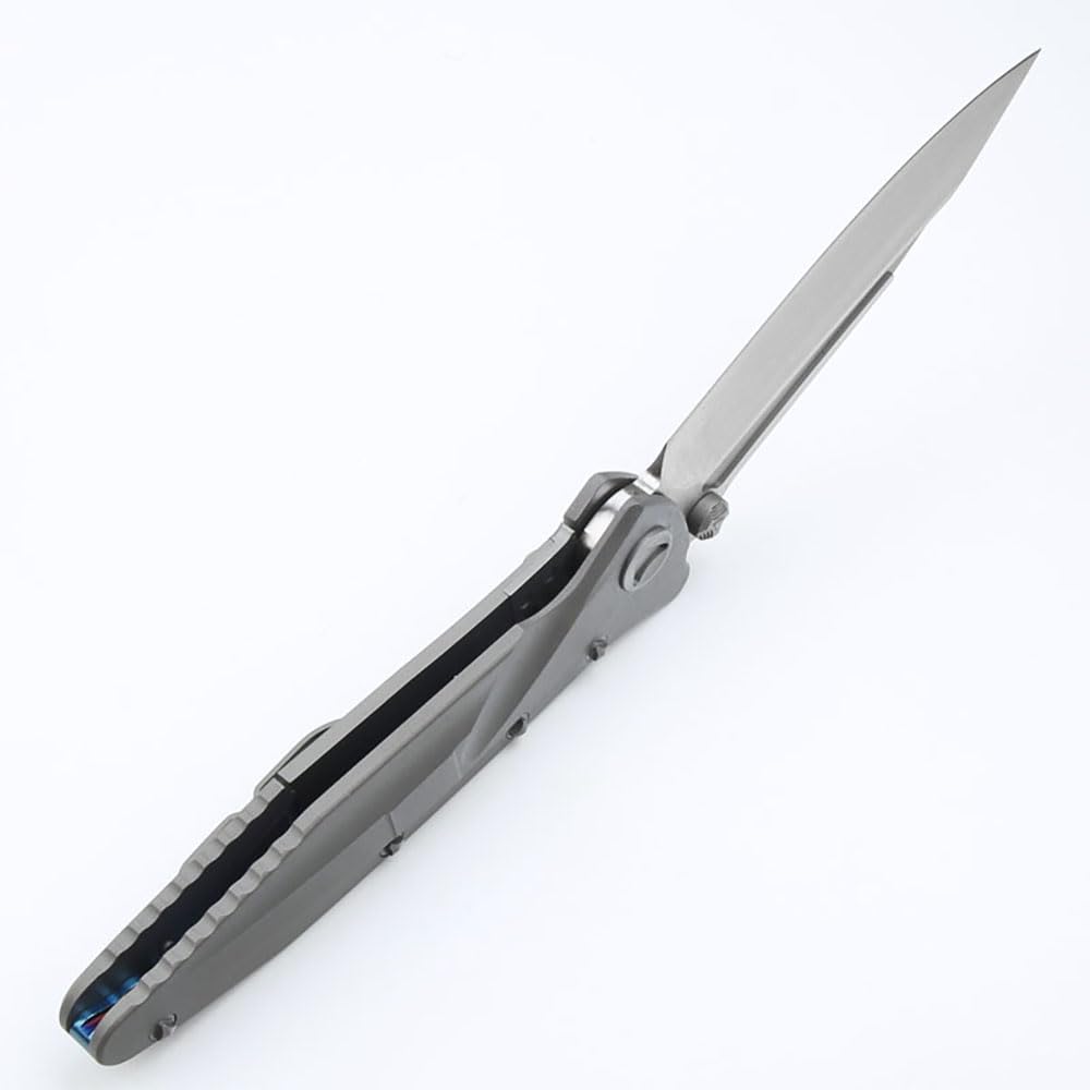 Klappmesser 9" Taschenmesser Premium Aus Edelstahl D2 & Titan, Outdoor Survival Messer Camper Jagdmesser, Scharfes Einhandmesser, Gegen Praktisch Messer EDC mit Taschenclip, Keramik Lager & Werkzeug
