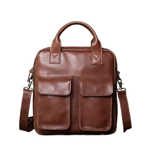 JSEIAJB Retro Leather Men's Handbag Cowhide Vertical Single Shoulder Messenger Bag Postman Briefcase Computer Bag