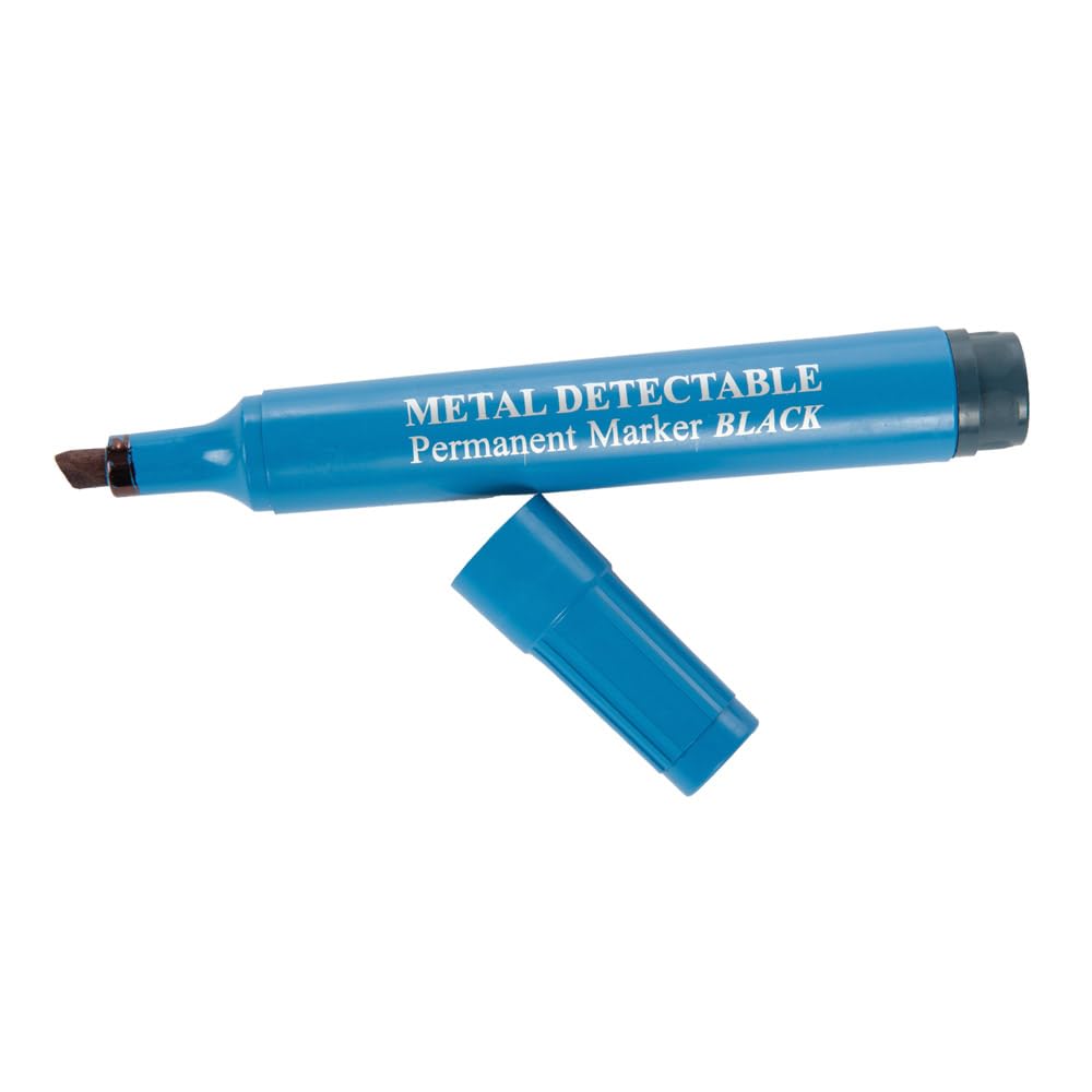 FRANZ MENSCH 20 Stück Hygostar Permanentmarker mit Keilspitze | detektierbar, blau, Schriftfarbe: schwarz, Permanent-Marker, Textmarker, detektierbar