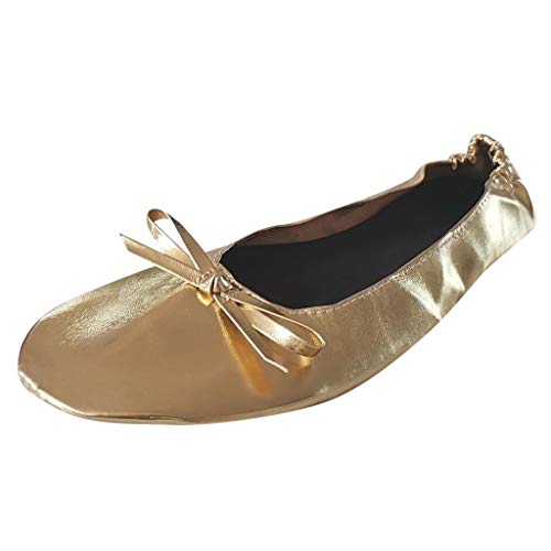Sandalias de bailarina para mujer, plegables, para viajes, ligeras, para la casa, zapatos de ballet portátiles, zapatos de baile súper suaves, antideslizantes, con elegante lazo, sandalias silenciosas