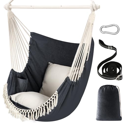 image for Chihee Hammock Chair Hanging Swing Max 500 Lbs 2 Cushions Included Ste