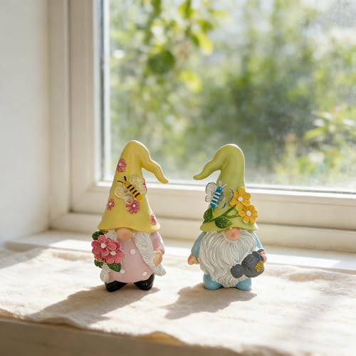 SAMPU CRAFT Summer Decorations for Home 2PCS Gnome Figurines Multicolor 4IN