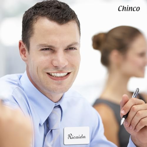 Image of Chinco 50 Sets Magnetic Name Tags 3.4 x 2.1'' Magnet Badge Holder DIY Blank Name Tags Personalized and Reusable Magnetic Backing for Office School Supplies(Green)