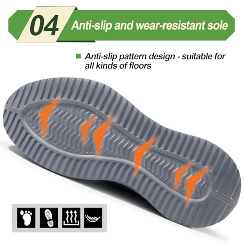 Image of LAoutun Steel Toe Shoes for Men Work Shoes Safety Sneakers Comfortable Lightweight Puncture Proof Slip on Indestructible Construction Work Shoes