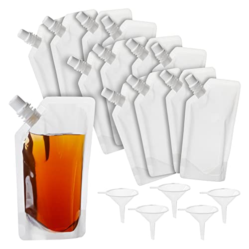 Stockroom Plus Reusable Plastic Drink Pouches with Funnels for Juice, Soda, Beer (7 x 4 Inch) - 8oz - 50 Pack