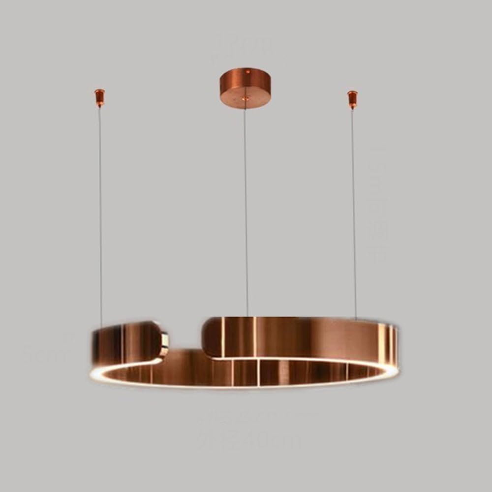 SIYANE Modern LED Pendant Light with Irregular Ring Chandeliers Rose Gold Kitchen Island Light Fixture Contemporary Circular Halo Ceiling Hanging Lamp for Foyer Entryway Living Room Bedroom