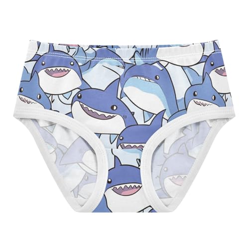 Wusikd Cute Blue Shark Girls' Underwear Cotton Cartoon Girls Briefs Soft Toddler Underwear 2T