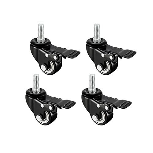 Carros Muebles，ruedas 4pcs de servicio pesado de 1,5'/ 2' Rod de rosca giratoria W/Caster de muebles de carretilla de freno M8 / m10 Varilla roscada (Color : 2inch M8 type 1)
