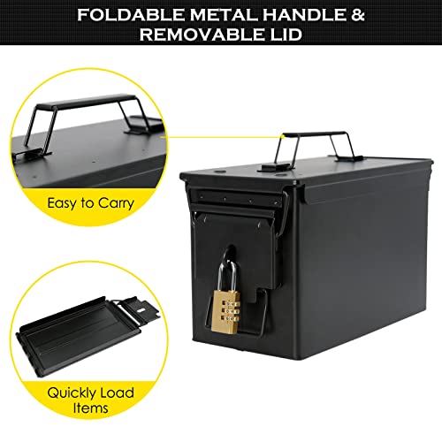 Aolamegs 50 Cal Ammo Can – Locking Hardware Kit and Stainless Steel Padlock，Ammo Box Military & Army M2A1