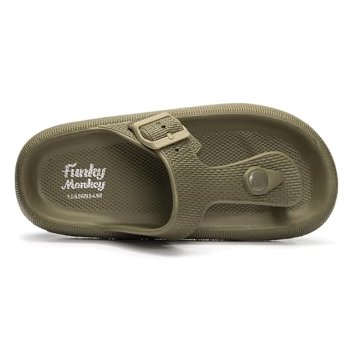 FUNKYMONKEY Thong Sandals Adjustable Buckle EVA Thick-Soled Flip Flops for Women and Men3