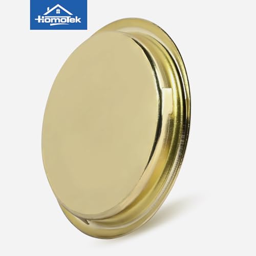 HOMOTEK 4 Pack Closet Door Finger Pull 2-1/16”, Easy Snap in Installation, Brushed Brass Finish, Fits a 5/16”Depth x 2-1/16" Diameter Opening Hole