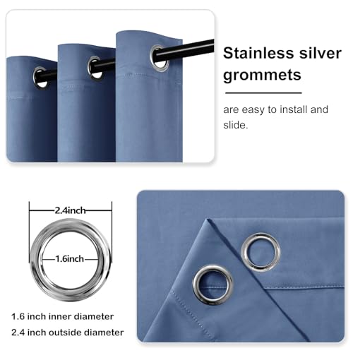 Image of DWCN Blackout Curtains for Bedroom Living Room W38 x L54 Inch Dusty Blue