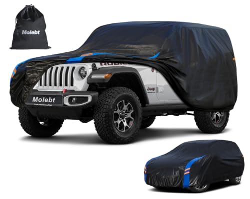 Image of Custom Fit Car Cover for Jeep Wrangler 2dr 2 Door CJ YJ JK JL, Upgraded Waterproof All Weather Outdoor Auto Cover, UV /Snow /Dust Protection